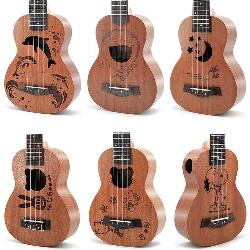 Musical Instruments Cartoon - 21-дюймовая детская укулеле из дерева сапеле