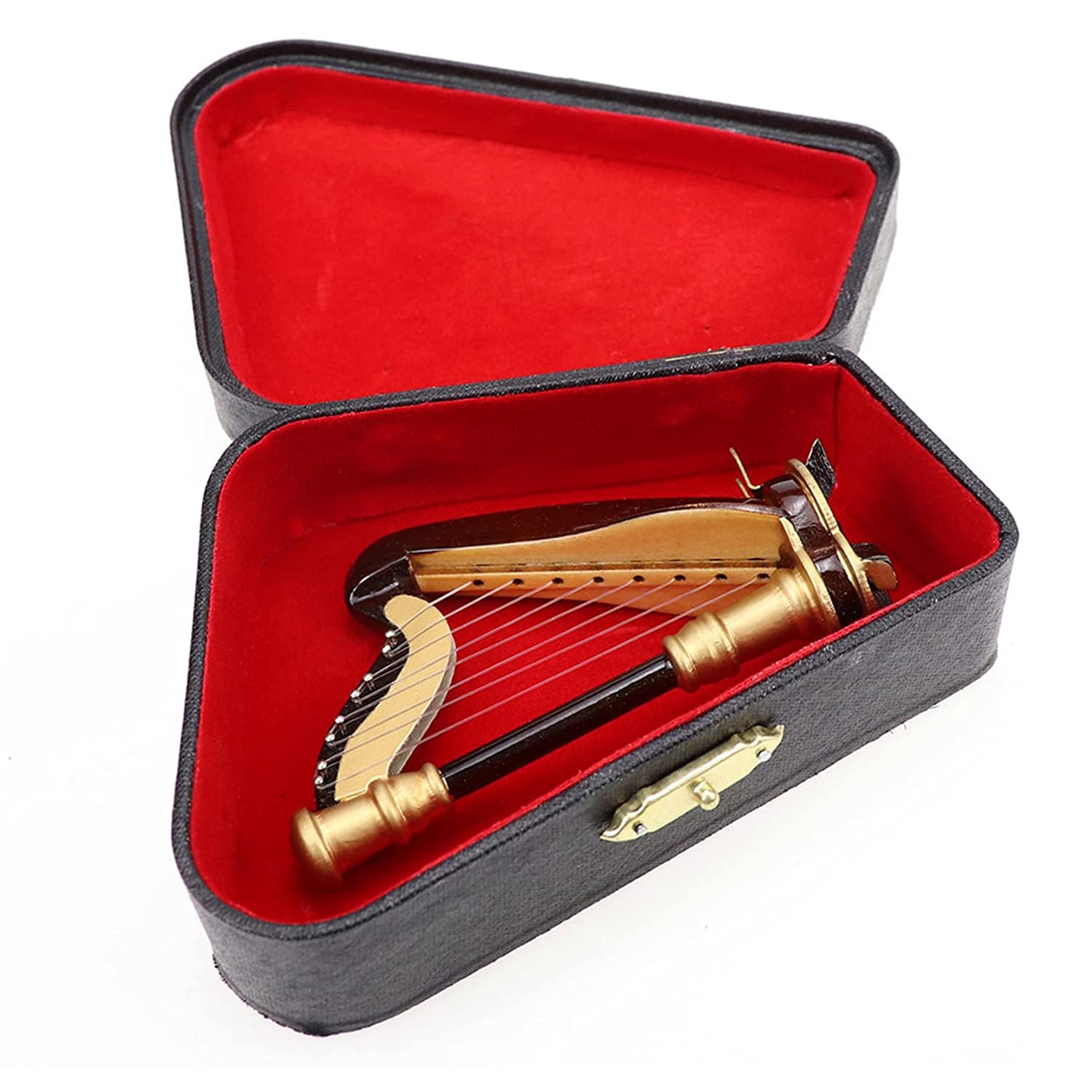 Musical Instrument Project - B05C-деревянная миниатюрная арфа с футляром, реплика