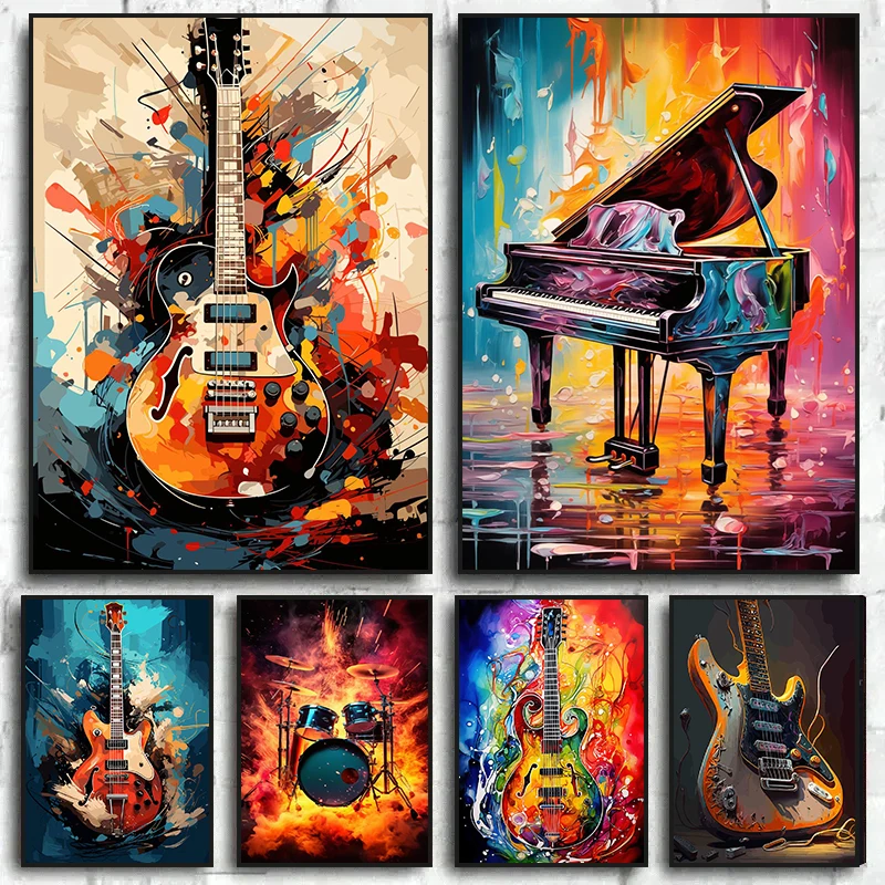Абстрактные красочные постеры  – обзор и цена Musical Instrument Art